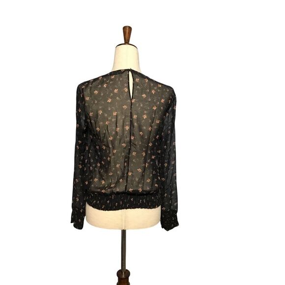 Zara Sheer Floral Keyhole Blouse Small - Picture 5 of 6